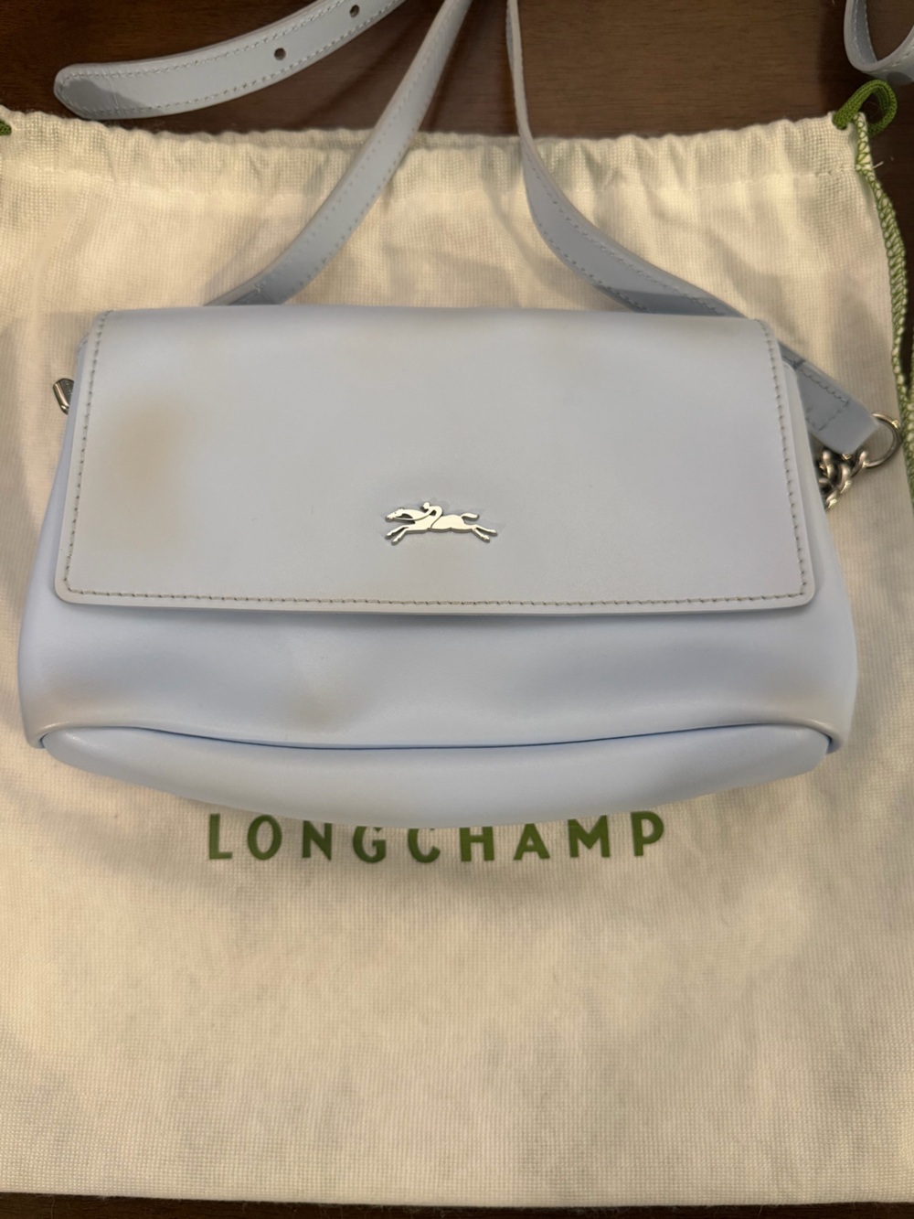 Longchamp Women's Light Blue Leather Crossbody Bag